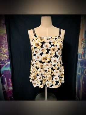 Maurices Women’s XXL Floral Spaghetti Strap Peplum Top Rayon